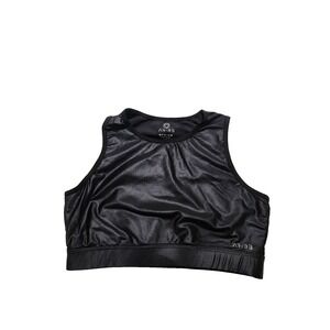AR-33 Snakeskin Printed Crop Sports Bra Solid‎ Black Size M